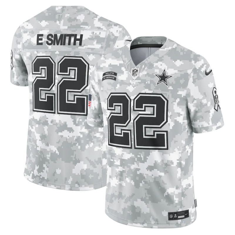 Men Dallas Cowboys 22 Esmith Nike Arctic Camo 2024 Salute to Service Limited NFL Jersey